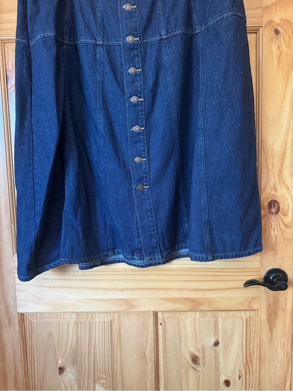 Terra & Sky Dark Blue Button-Front Denim Midi Skirt Plus size 18W - Picture 6 of 10